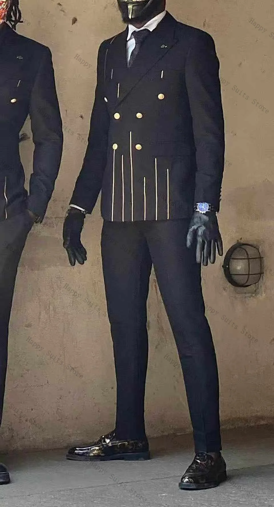 

Black Men Suit Set 2 Pcs Blazer+Pants Trousers Formal Office Coat Autumn Fall Cotton Groom Wedding Tuxedo Customized Jacket