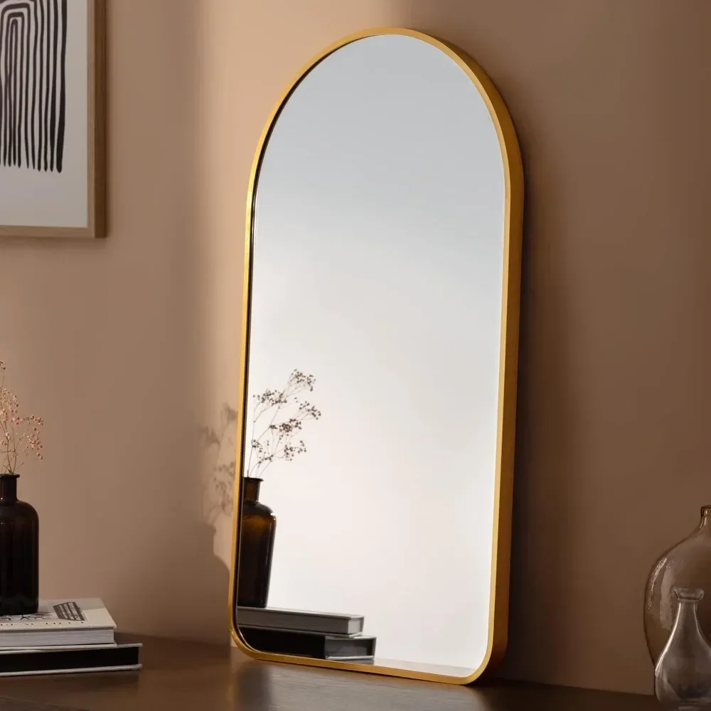 

Arched Wall Mirror - Golden Arch Framed Mirror - 17.7"x31.5" Wall-Mounted Mirror with Gold Aluminum Alloy Frame for Living Room