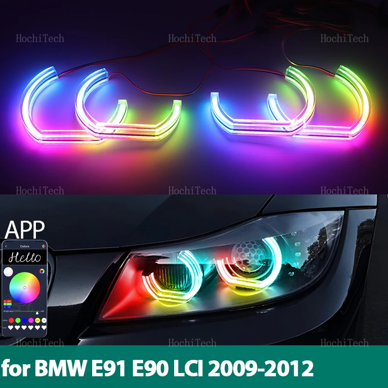 

For BMW 3 Series E91 E90 Facelift 2009-2012 Dynamic DTM Style RGB Light Rings App control LED Angel Eyes Kit with turn signal