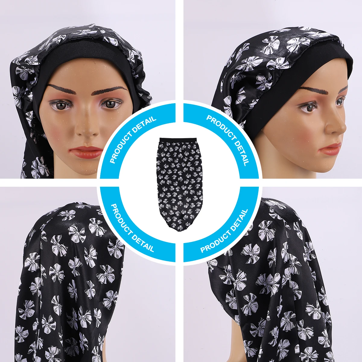 

Stretchy Sleeping Cap Satin Material Hair Loss Bonnet Elastic Practical Chemotherapy Hat Wide Brim Beanie Long Lasting
