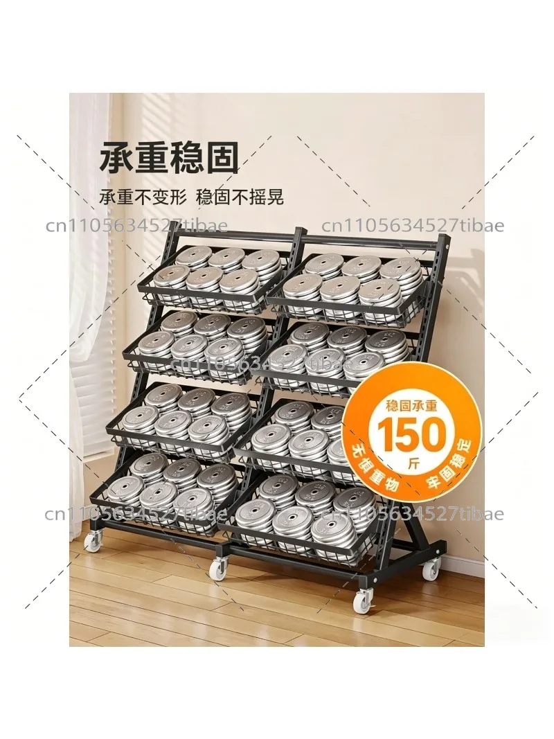 5 Tier Mobile Display Rack Supermarket Snack Storage Shelf Fruit Vegetable Basket Stand Convenience Store Food Organizer Rack