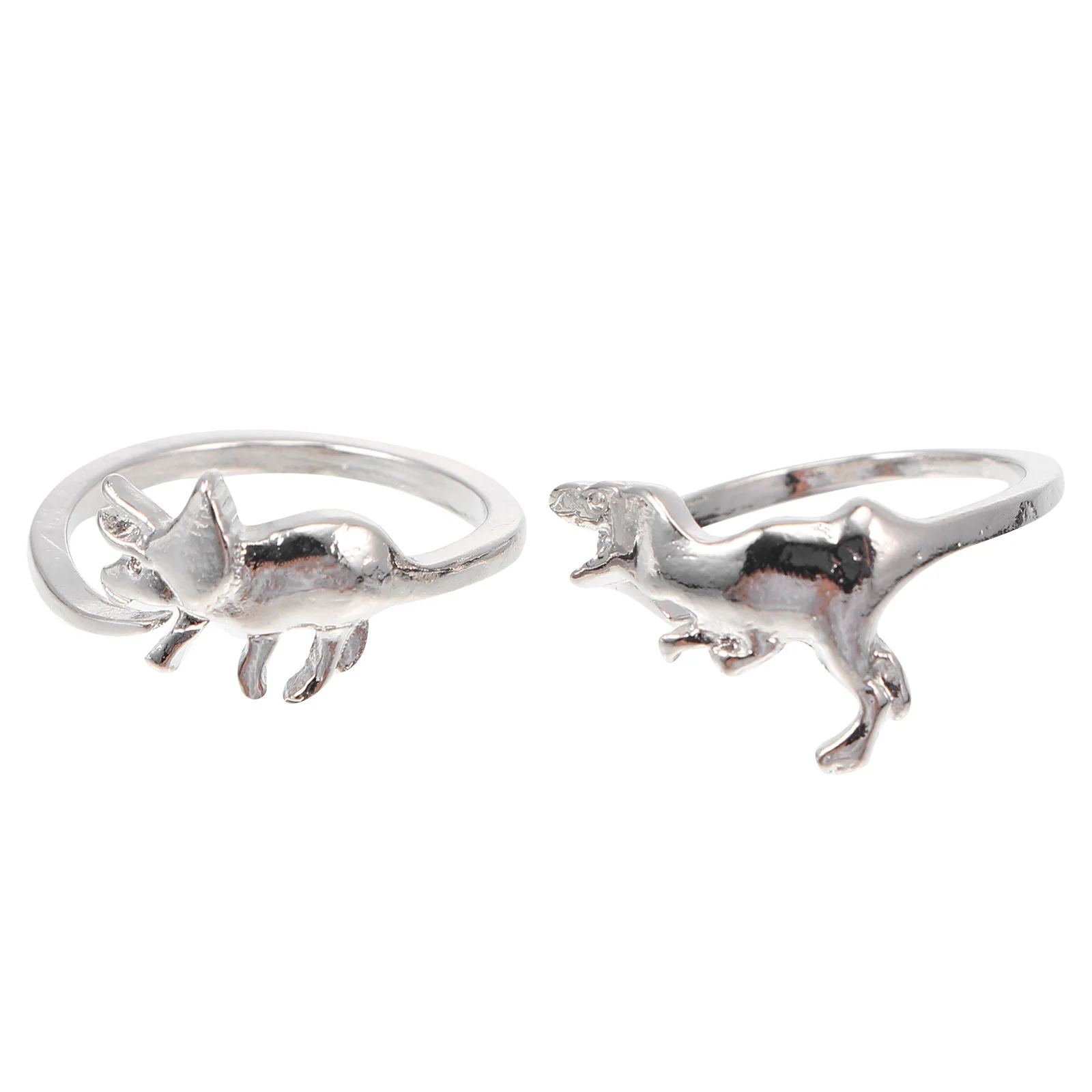 

2Pcs Exquisite Dinosaur Themed Ring Skin Friendly Material Statement Piece for Outfit Decoration Party Accessory