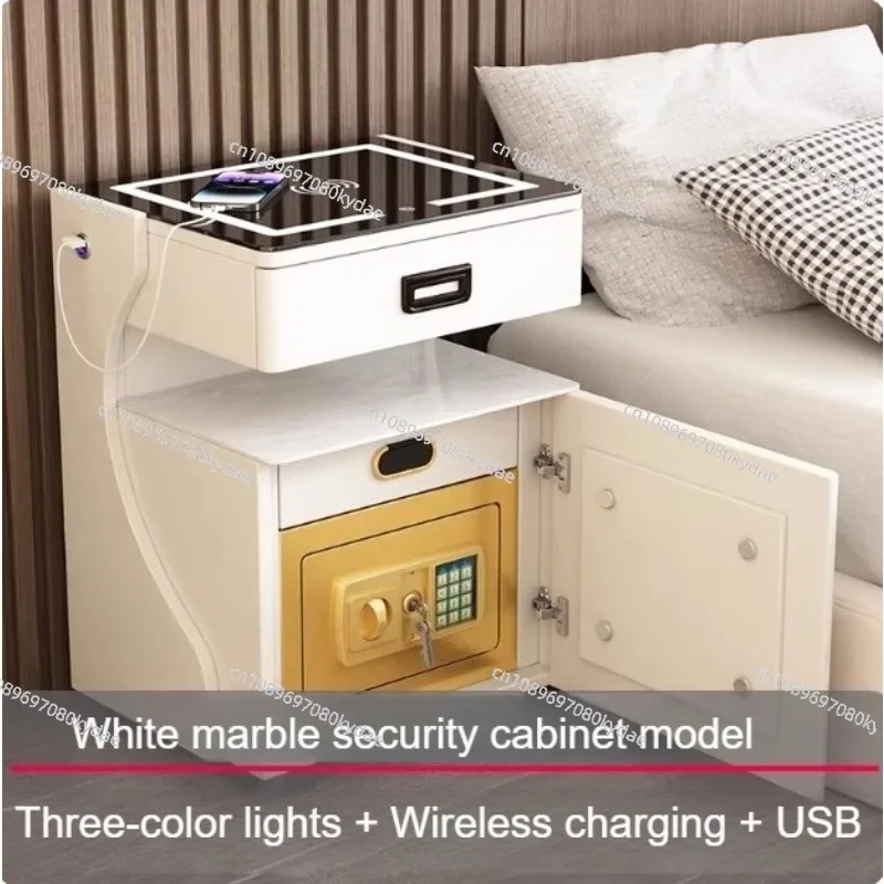 Home Smart Bedside Table Safe Integrated Bedroom Storage Cabinet Simple Modern Wireless Charging Safe with Light - view 5