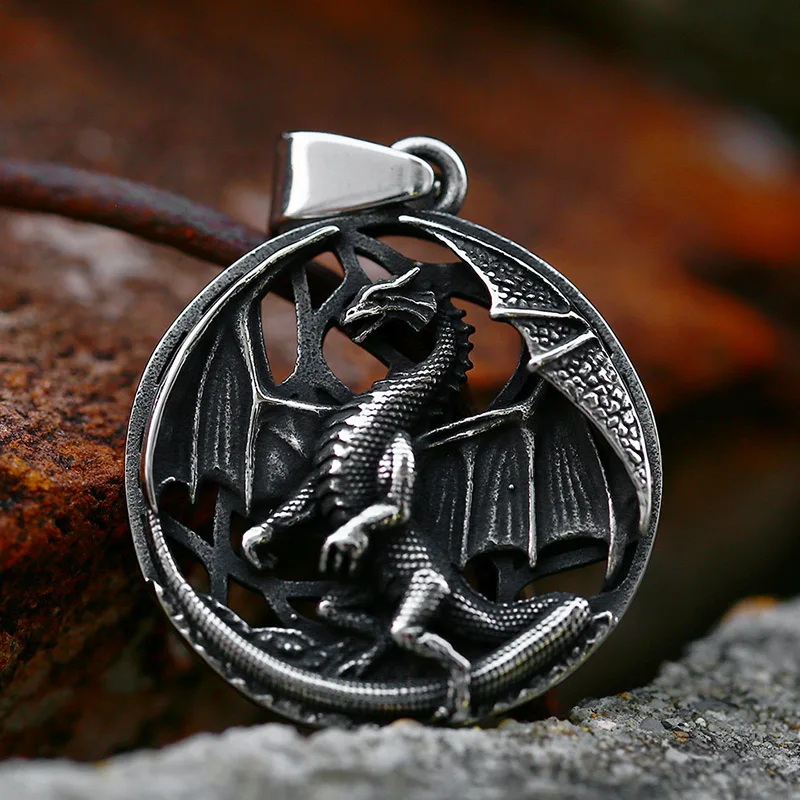 BEIER 2022 New Creative Design Little Flying Dragon Pendant For Men Stainless Steel Animal Round Jewelry Wholesale Gift