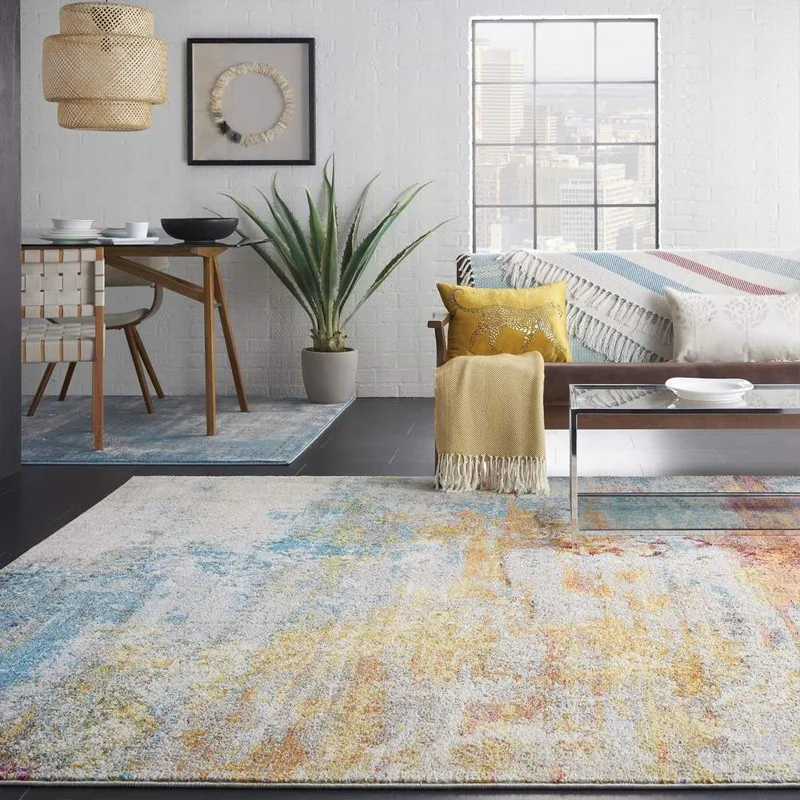 Nordic Style Living Room Large Area Carpet Creative Abstract Colorful Decorative Home Rugs Comfortable Soft Plush Easy Care Rug