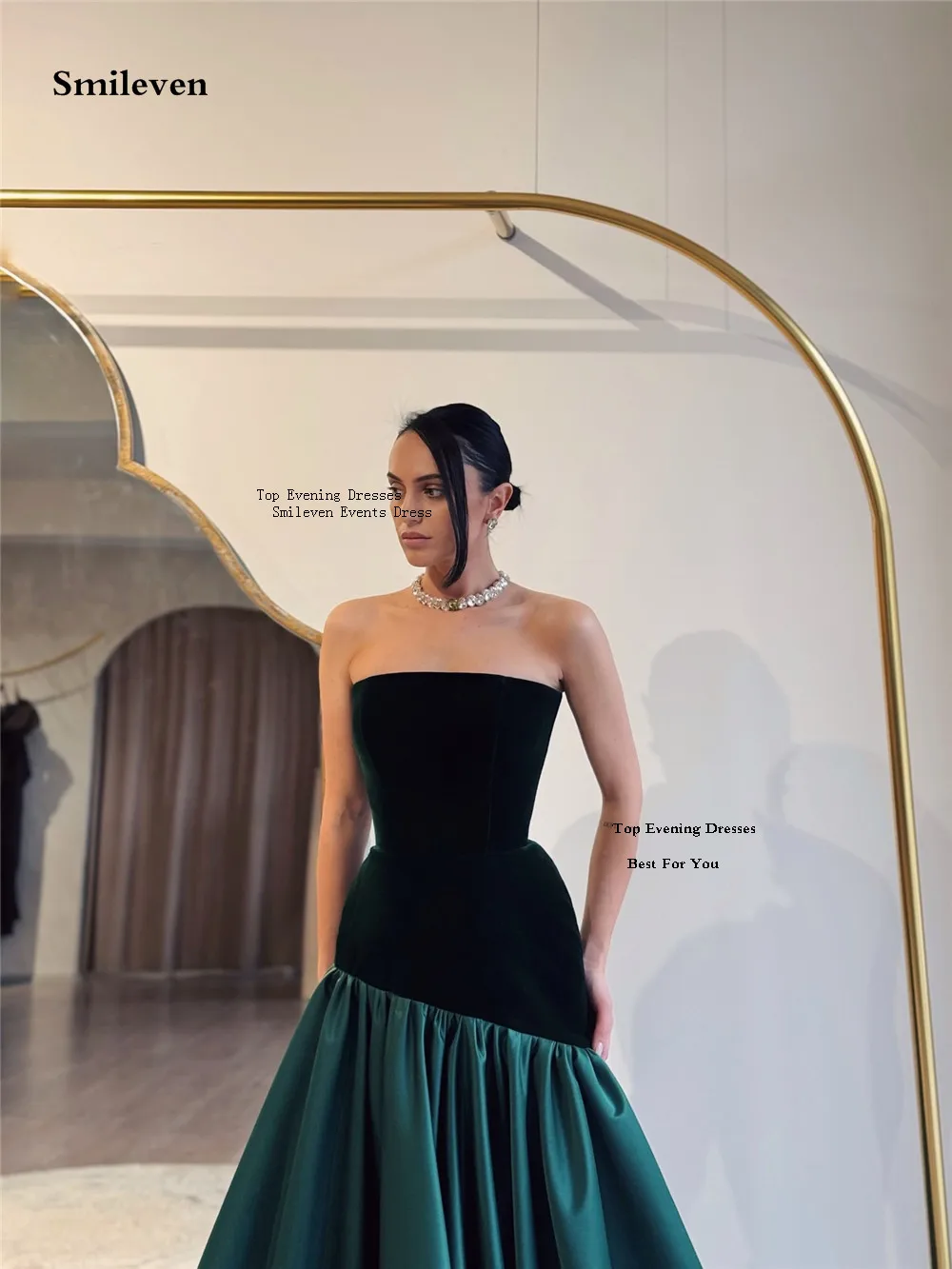 Smileven Green Strapless Wedding Dress Hit Fabric Bride Dresses Party Gowns Customizable Vestido De Novia Wedding Gowns