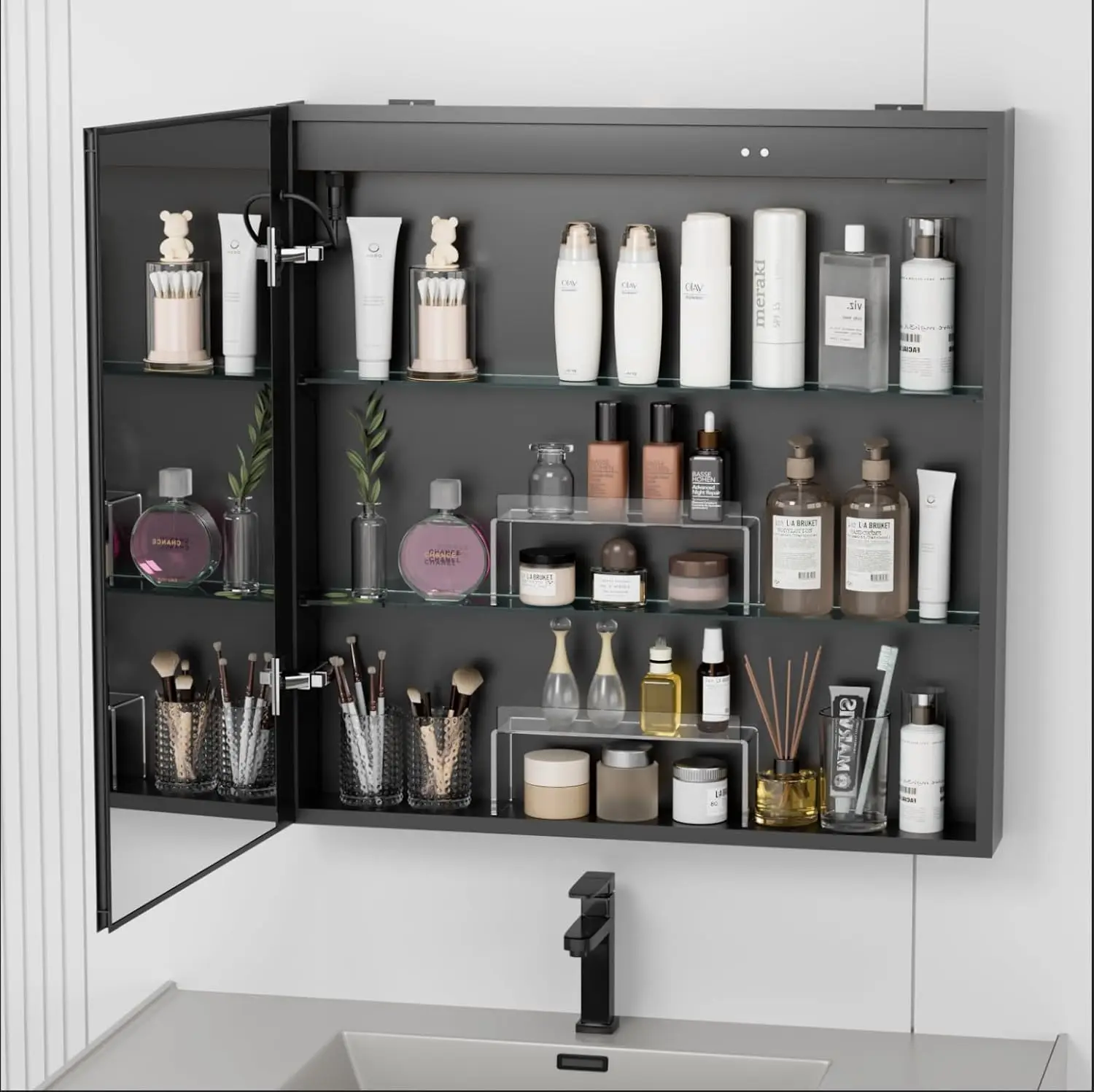 Cabinet Organizer, Medicine Storage Organizer, Acrylic Makeup Organizer Tray, Clear Bathroom Shelf for Cabinet, Sink, Vanity, Co