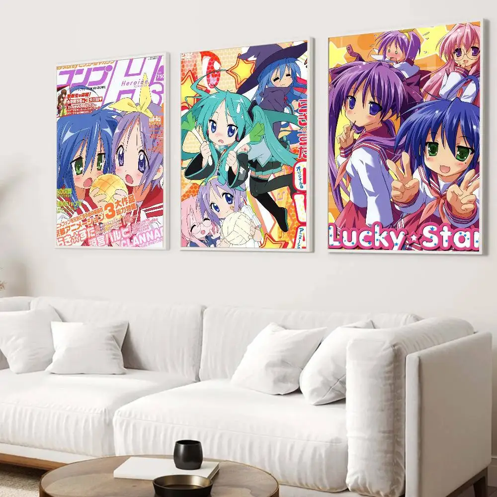 Anime Lucky Star Movie Sticky Posters Retro Kraft Paper Stic