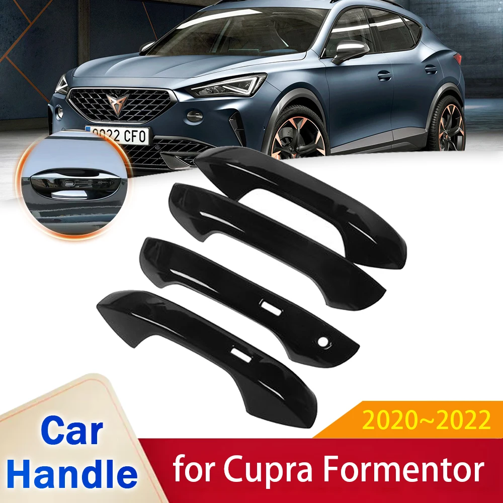 

4x for Cupra Formentor 2020 2021 2022 Luxurious Gloss Black Carbon Fiber Chrome Door Handle Cover Stickers Trim Car Accessories