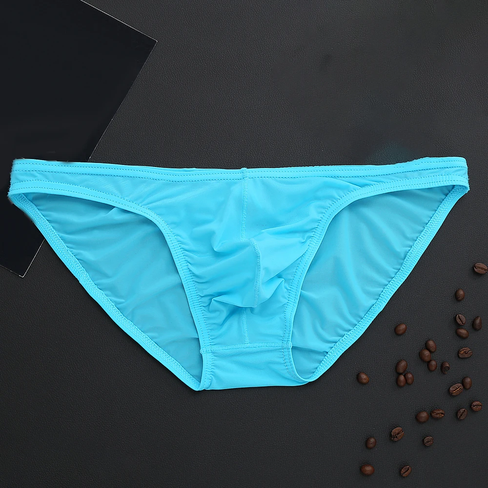 

Hot Men's Sexy Ice Silk Panties Skinny Solid Briefs Comfy Breathable Underpants Men Sexy Lingerie Low-waist Mens Sexy Underwear