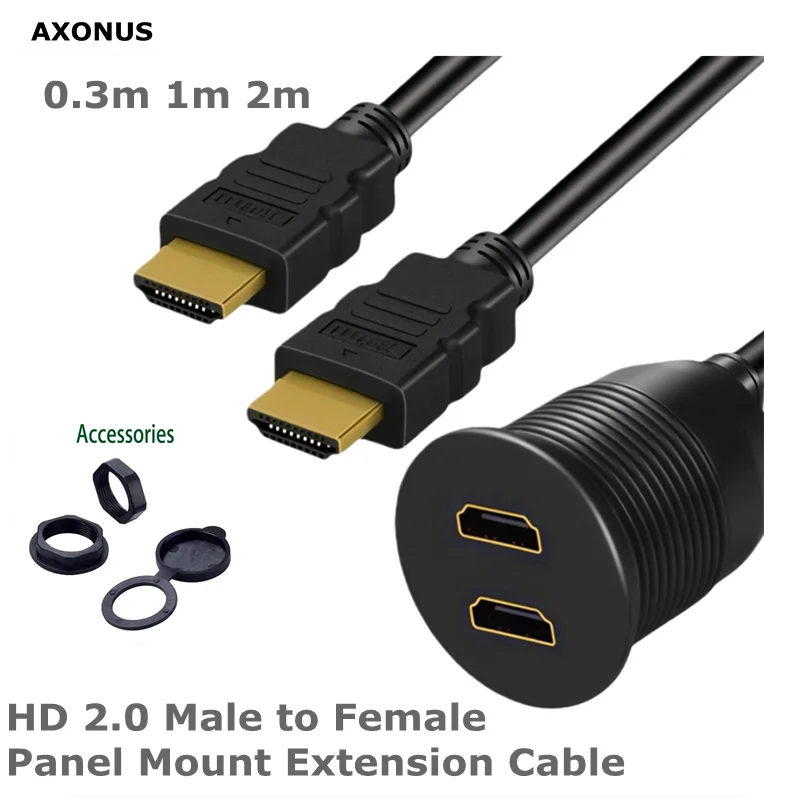 

Dual Port HDMI-compatible 2.0 Male to Female Waterproof Audio and Video Extension Cable Used for Car, Ship, Motorcycle Dashboard