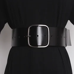 Brand Quality WIde Belt Black Cow Leather Waistband for Women Winter Dress Waist Belt Corset European Genuine Leather Women Belt