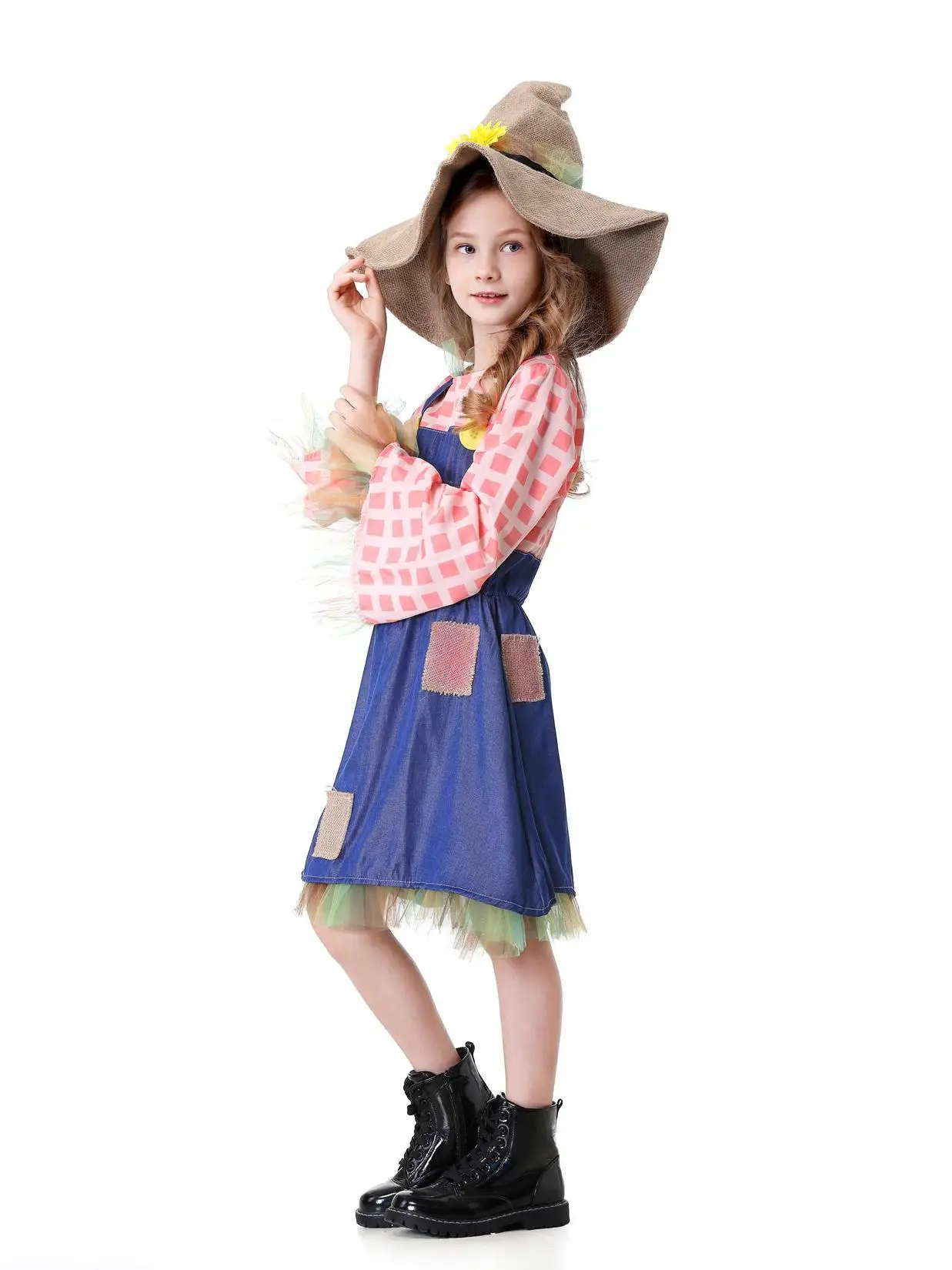 ชุดคอสตูมพ่อมดแห่งออซสำหรับผู้ใหญ่และเด็ก ลายปะติดปะต่อ ผ้าโพลีเอสเตอร์ แบบดั้งเดิมของจีน