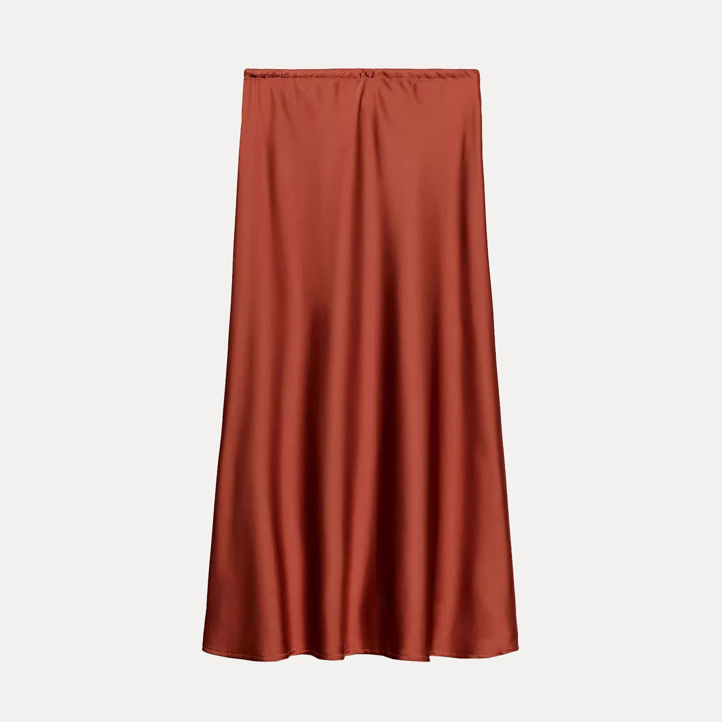 패셔너블한 실크 새틴 미디 스커트 여성용 데일리웨어 우아한 품질 Z 브랜드 2025년 가을 컬렉션 스탠다드 핏