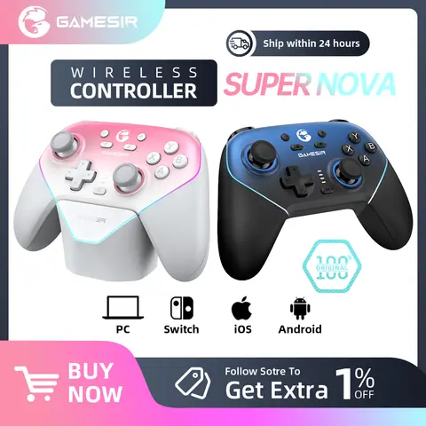 GameSir Super Nova Wireless Switch Controller with Charging Station, Hall Effect Joystick for PC Nintendo Switch 2 Android Phone