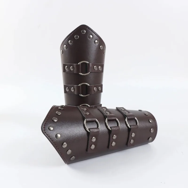 Armure en cuir PU pour hommes, Cosplay médiéval, chauffe-bras à lacets, Viking, Pirate, chevalier, gantelet, bracelet, accessoires Steam Punk