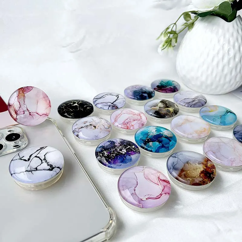 JCD Marble Pattern Crystal Glass Foldable Finger Ring Phone Holder For IPhone Support Socket Pocket Grip Tok Stand Bracket