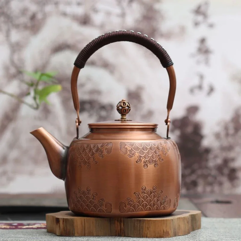 

1.7L Red Copper Kettle Pure Handmade Copper Teapot Kung Fu Tea Kettle Large Capacity Boil Water Kettle Antique Kitchenware