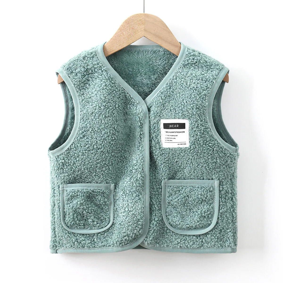 Baby Vest Velvet Autumn Winter Shoulders Children\'s Spring Autumn Thickened Thermal Vests Wearing Horse Clips Baby Waistcoat