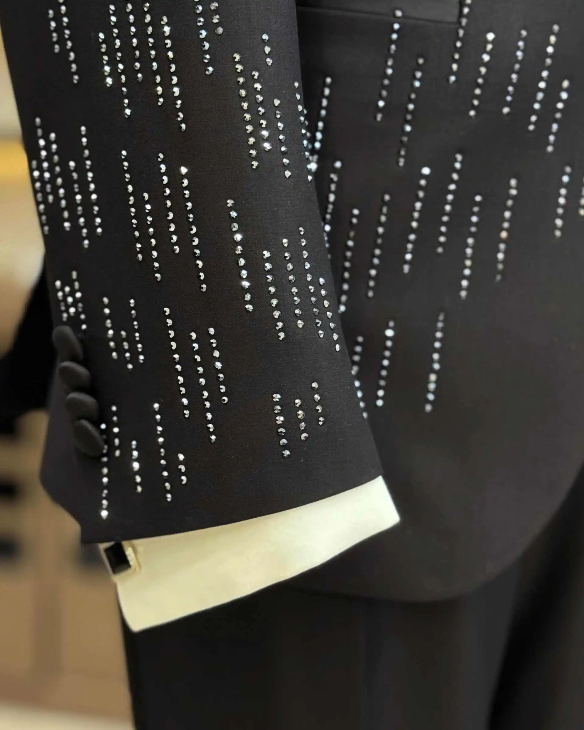 Trajes de cristales bonitos para hombres, 2 piezas, solapa en pico, chaqueta de un solo pecho, Blazers, ocasiones de negocios, hechos a medida