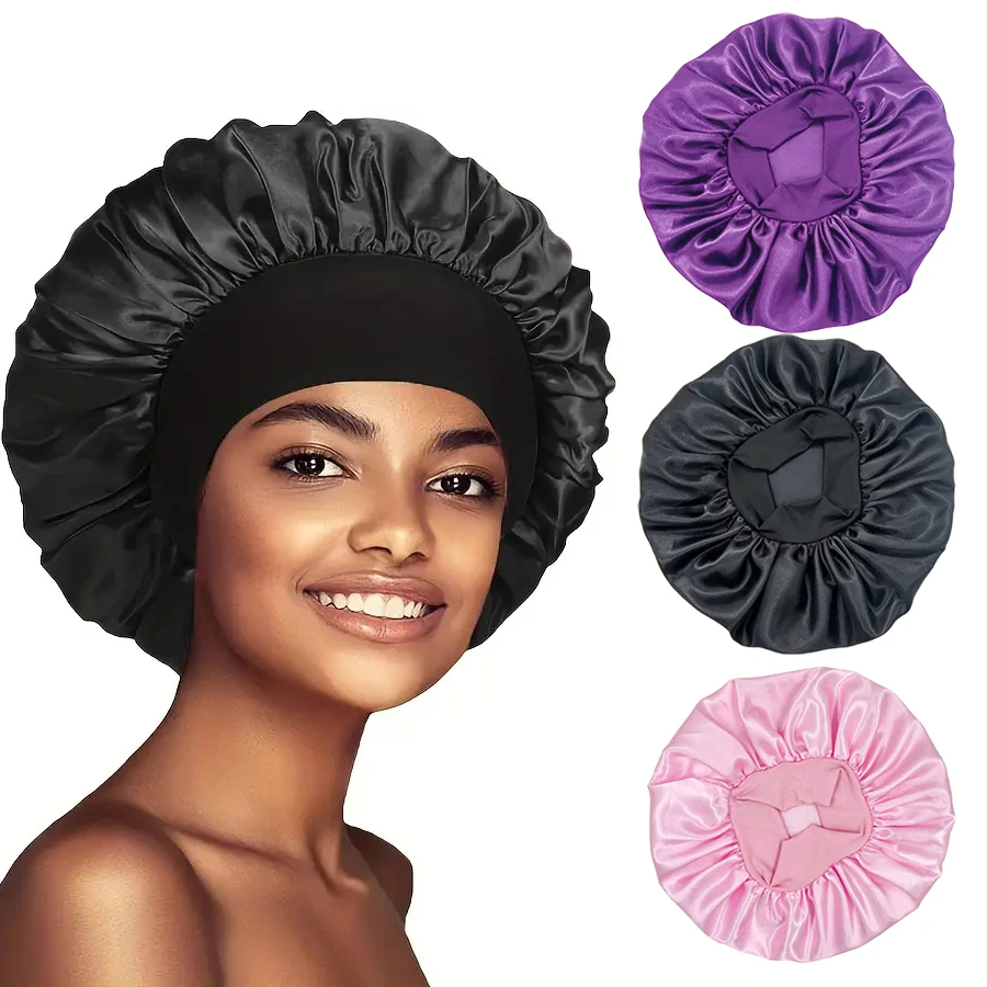 

3PCS Large 17 Inch Satin Bonnet Hair Cap Silk Sleep Cap for Women Jumbo Sleep Cap for Braids Curly Hair Locs - Pack of 5