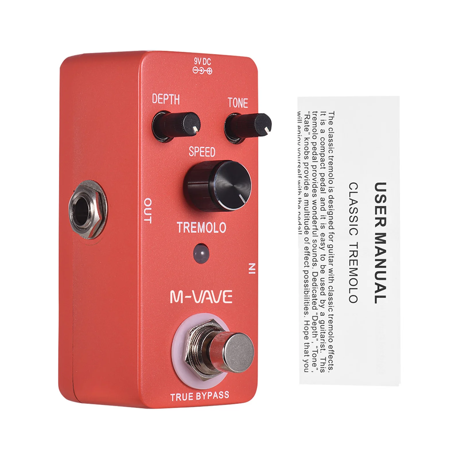 M-VAVE Guitar Effect Pedal True Bypass TREMOLO Classic Fully Metal Shell Mini Single Type Intensity/Rate Knob DC 9V True Bypass