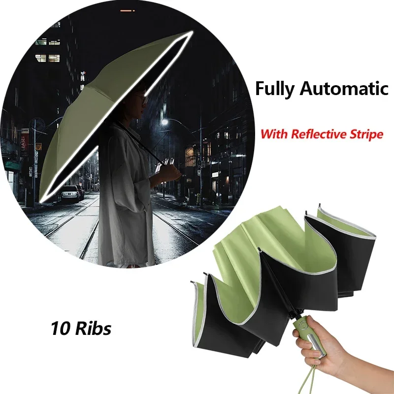 Inverted Umbrella Wind Umbrella Resistant Men For Windproof Strong Reverse Automatic 10ribs Umbrella Rain Trip Folding Women