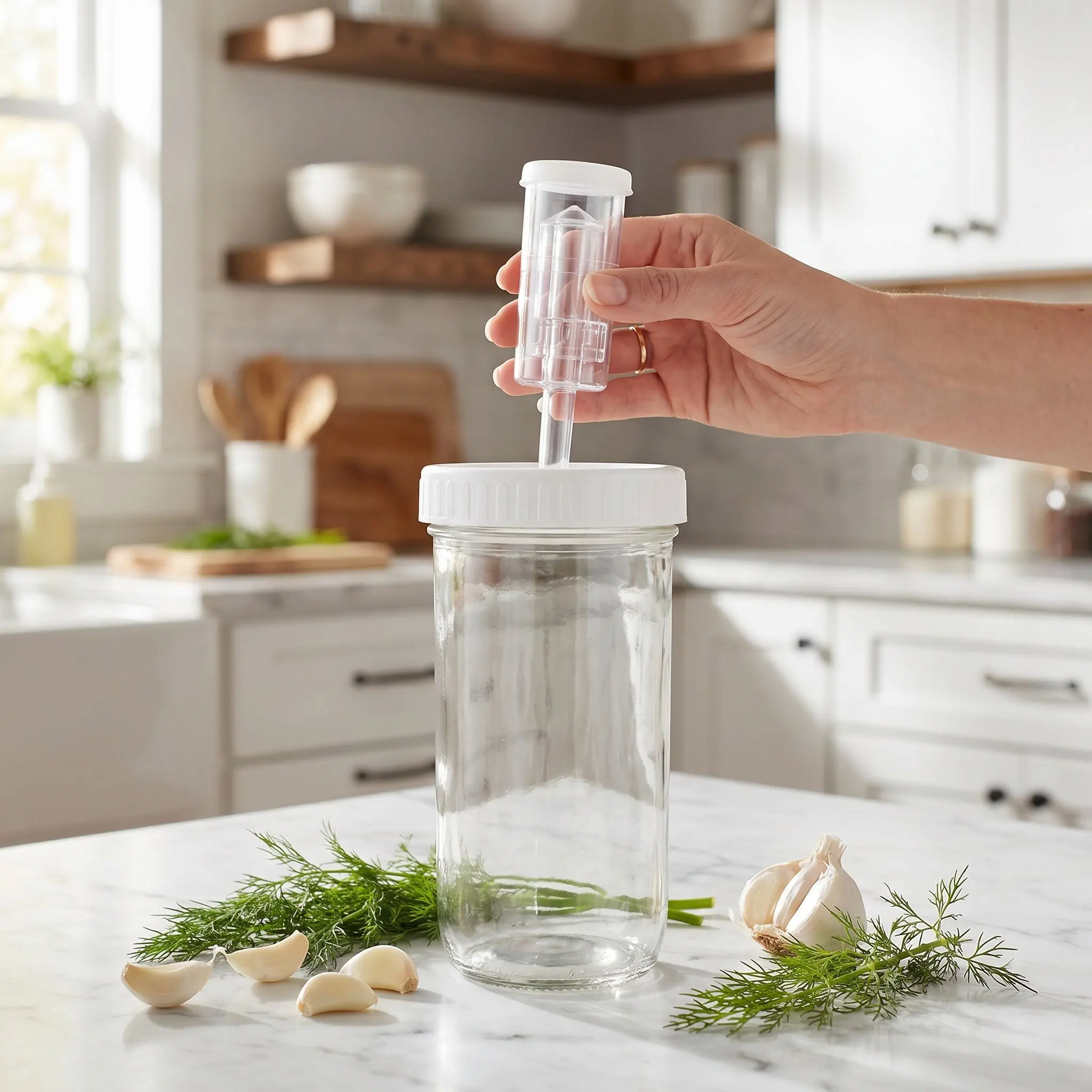 2Pcs Glass Fermentation Jar Airlock Wide Mouth Pickling Cucumbers Kimchi Sauerkraut Transparent Kitchen Jar Jars for Pickling