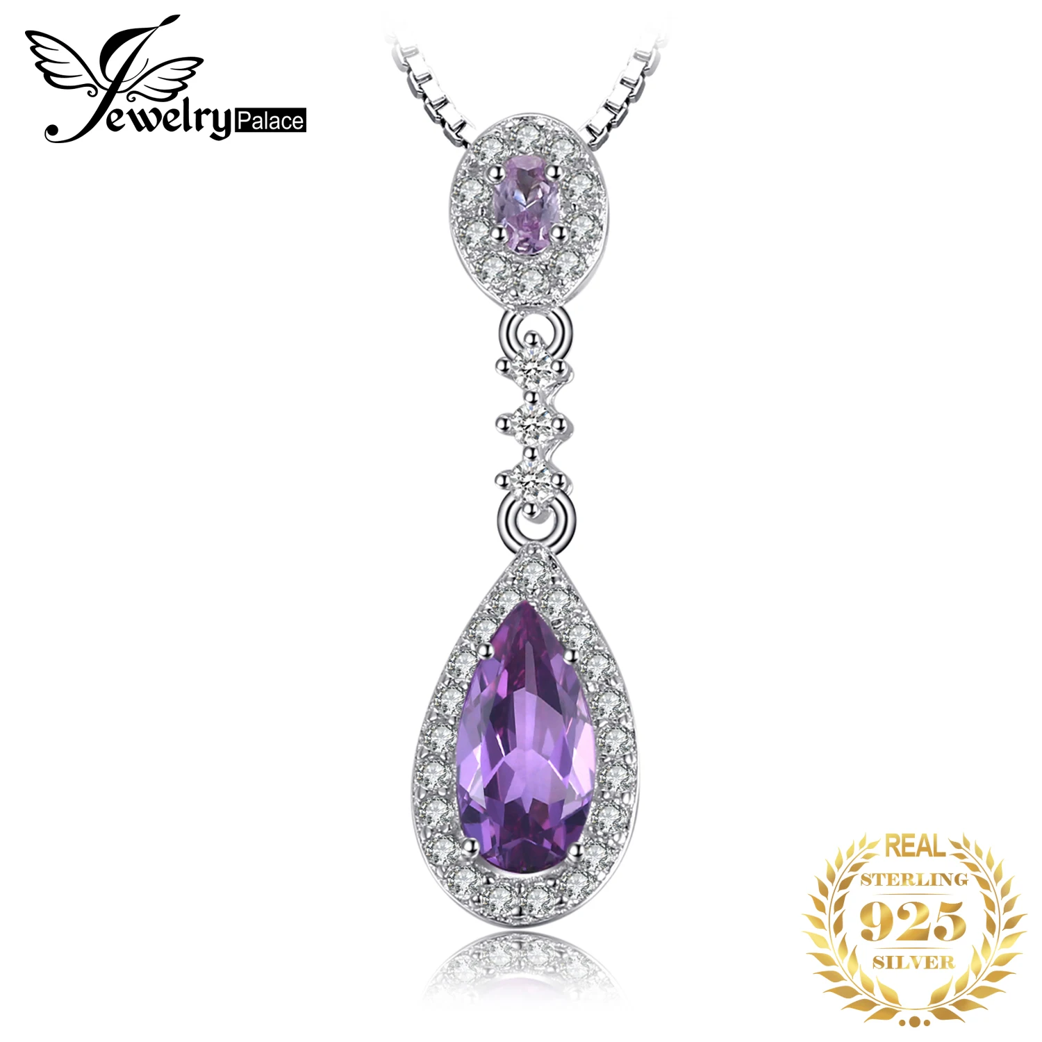 JewelryPalace 2ct stworzył aleksandrytowy szafirowy 925 srebrne modne wiszący naszyjnik dla kobiety drobna biżuteria bez łańcuszka