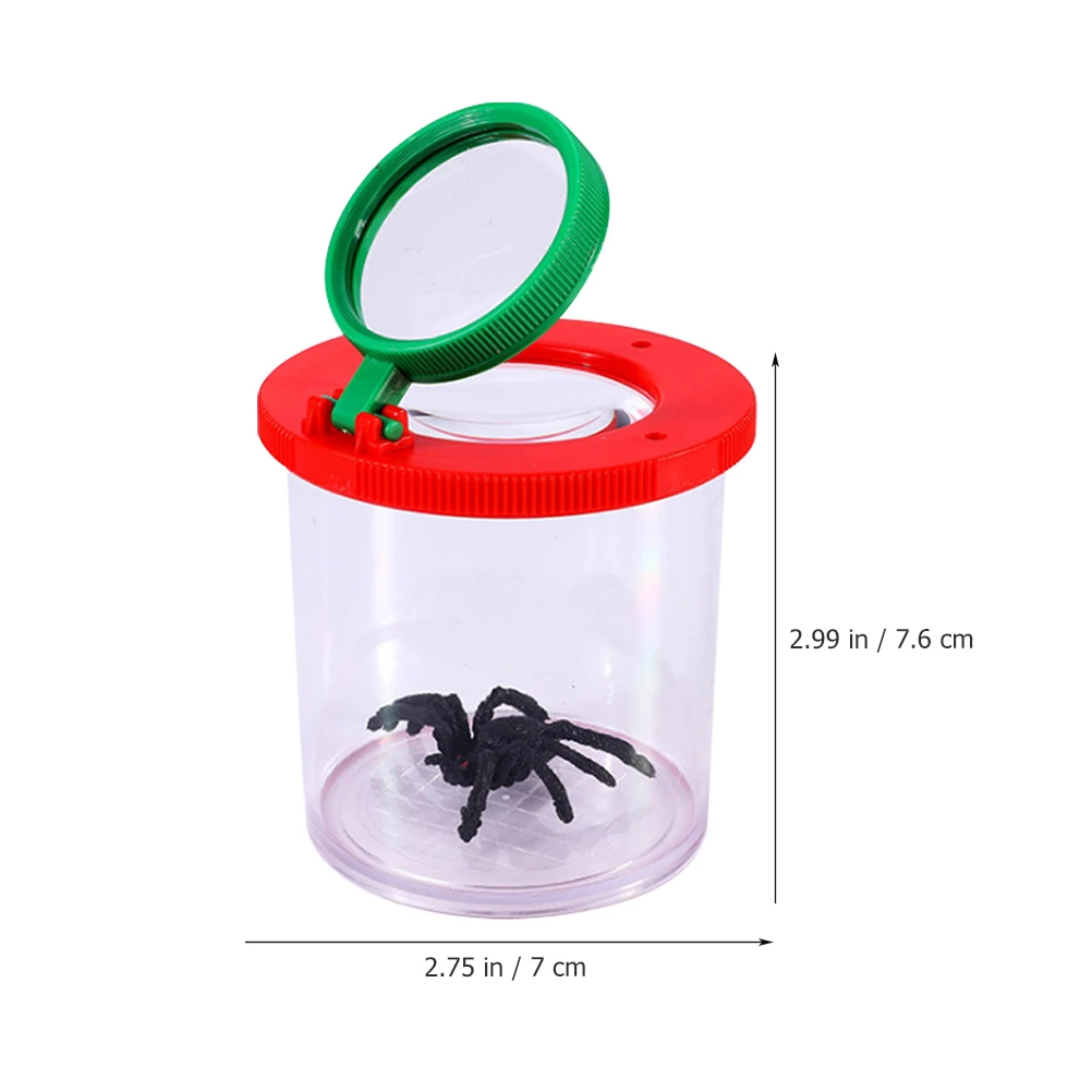 2 ชิ้นแมลงชุดแว่นขยายเด็กนักเรียนชีววิทยาภาชนะขยายสําหรับโรงเรียนขวดคอนเทนเนอร์