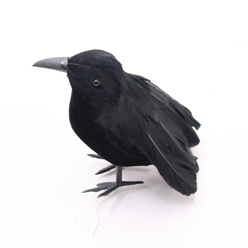 Small simulation fake bird realistic Halloween black crow model home decoration animal creepy toy