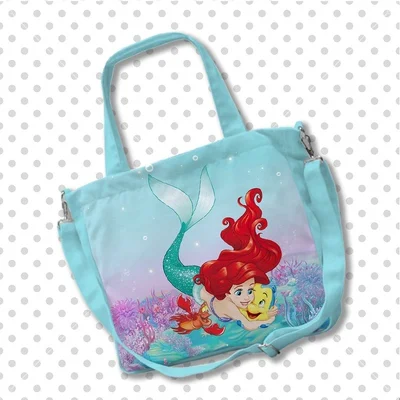 Disney mermaid Ariel Princess Anime Shoulder Bags Customized Cartoon Shopping Bag Casual Tote Storage Handbag Gift