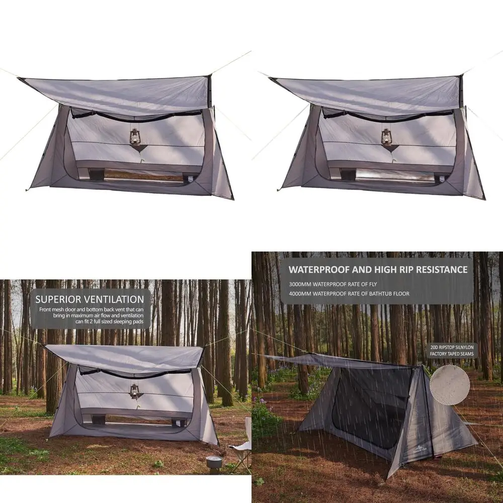 

Ультралегкая двухместная палатка для походов: водонепроницаемое, компактное однослойное укрытие для кемпинга, треккинга, пеших прогулок и каякинга