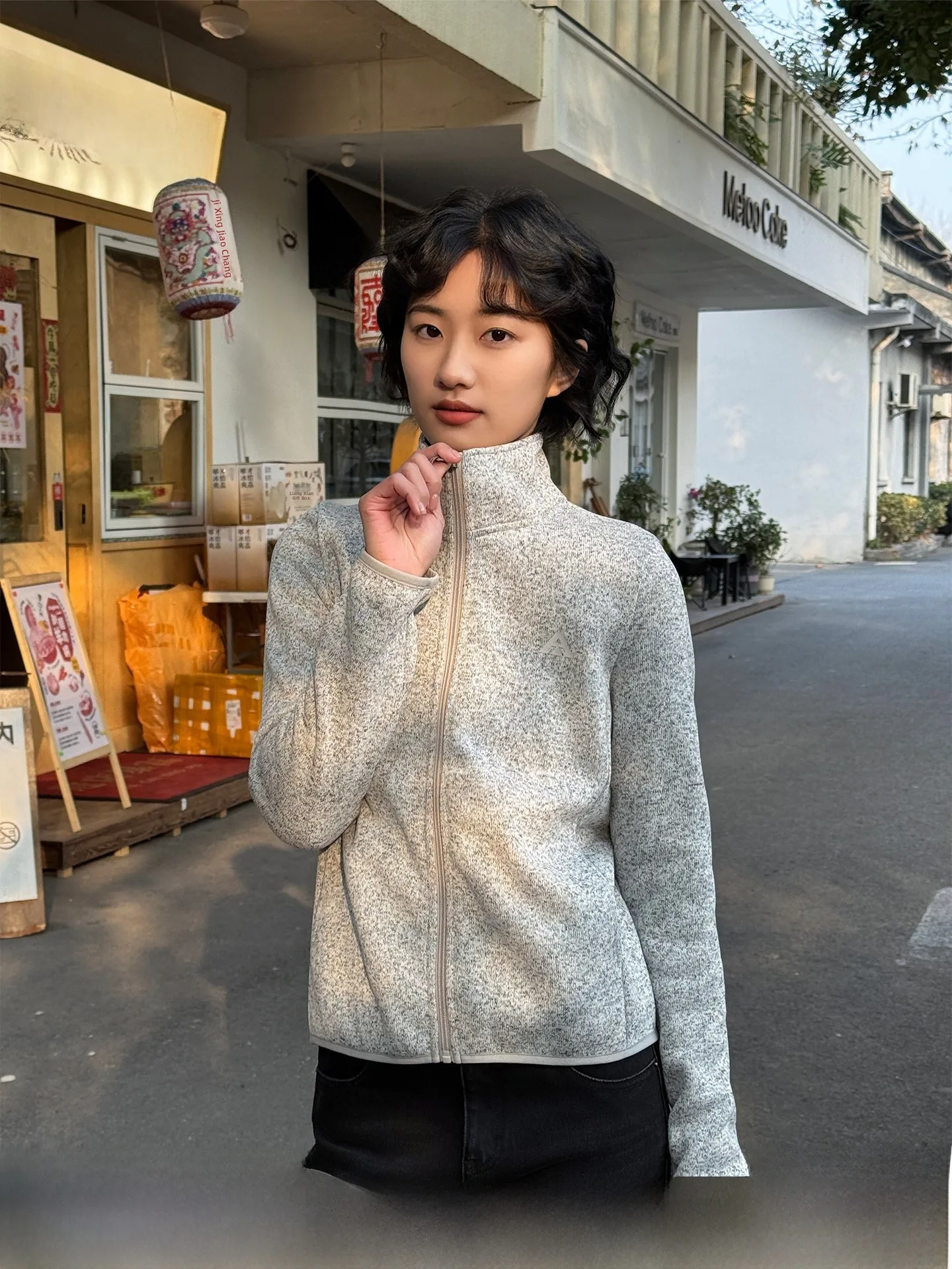 

Casual Grey Versatile Simple Spring New Style Stand Collar Slim Fit Inner Wear Cardigan Sweatshirt Women's Fashion Inner Layer