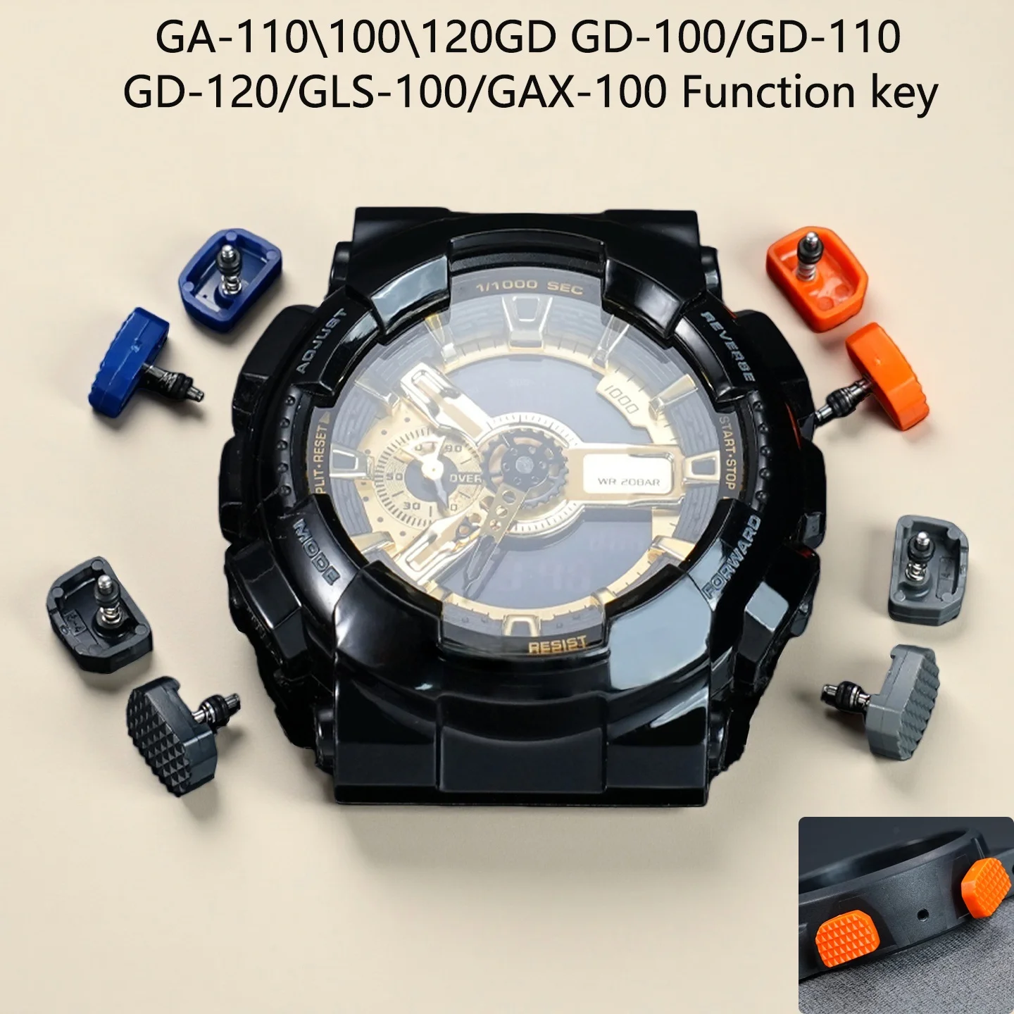 Watch Pushers Buttons Kit For Casio GA-110 G-Shock GA-100\120 GD-100\120 Watch Accessories Waterproof Button Watch Replace Parts