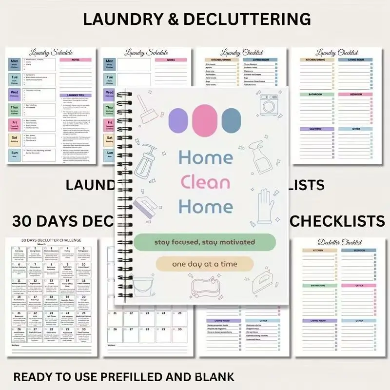 Home TDAH Planner per la pulizia Planner per la pulizia della casa da 45 pagine con grafico dei lavori domestici Programma settimanale e organizer per attività quotidiane per adulti