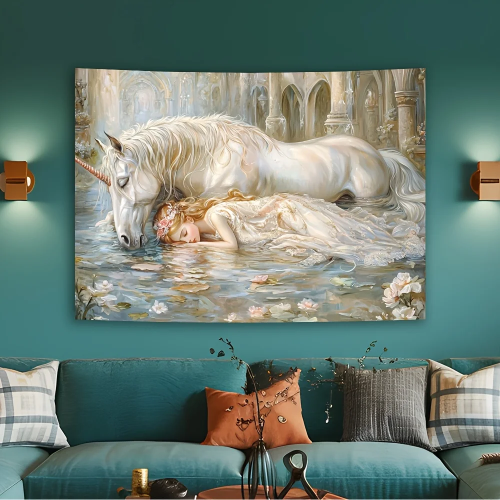 نسيج الأميرة المسحور يونيكورن والنائمة - إضافة أسلوب خيالي ورومانسي إلى أي ديكور غرفة، مثالي للاستخدام المنزلي