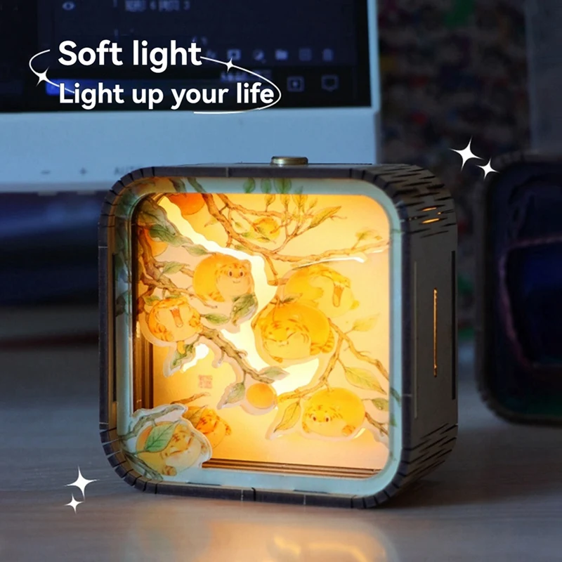 Nightlight ของขวัญ Hand Touch การ์ตูน DIY ไม้สเตอริโอไฟบรรยากาศ Graduation Season Gifts-AT64
