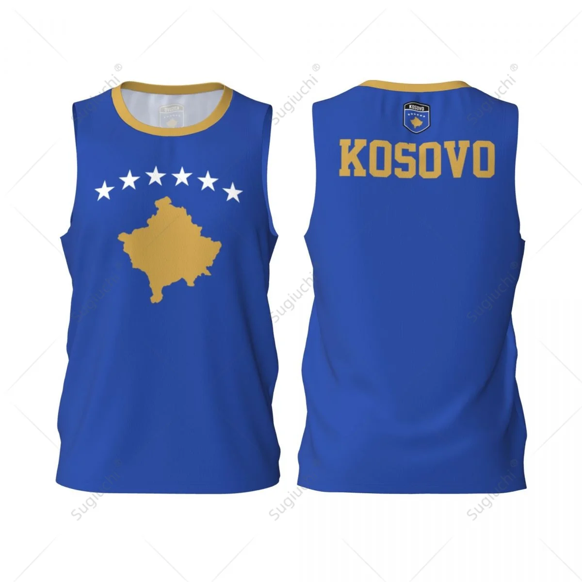 Kosovo Flag Men Basketball Sports Jersey Running Fitness Multifunction Sleeveless tshirt Exclusive Custom Name Nunber