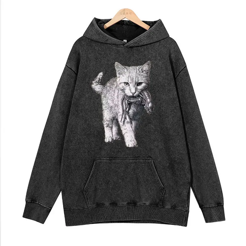 New Men Women Sci-fi Horror Parody Graphic Hoodies Unisex Casual Shirt Harajuku Alien the Short Version Cat Pattern Pullovers