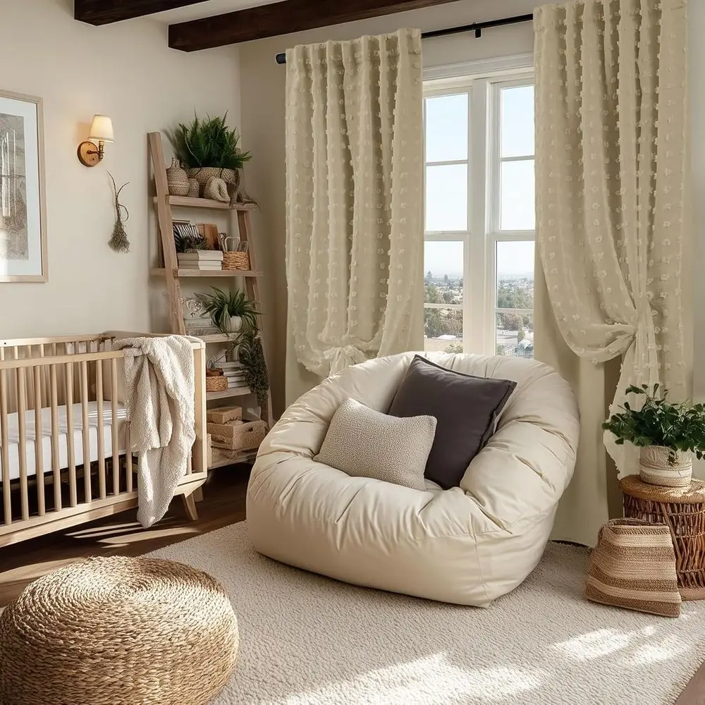 84 Cortinas bohemias color caqui neutro, color topo, juego de 2 paneles para sala de estar, cortinas estilo granja marrón claro para dormitorio y guardería