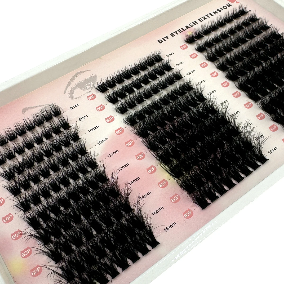 Nieuwe 3D Enten 10 Rijen 60 P + 80 P + 100 P Zelf Enten DIY Gemengde Cluster Verpakking Nertsen Make Valse Wimper Beauty Tool Groothandel