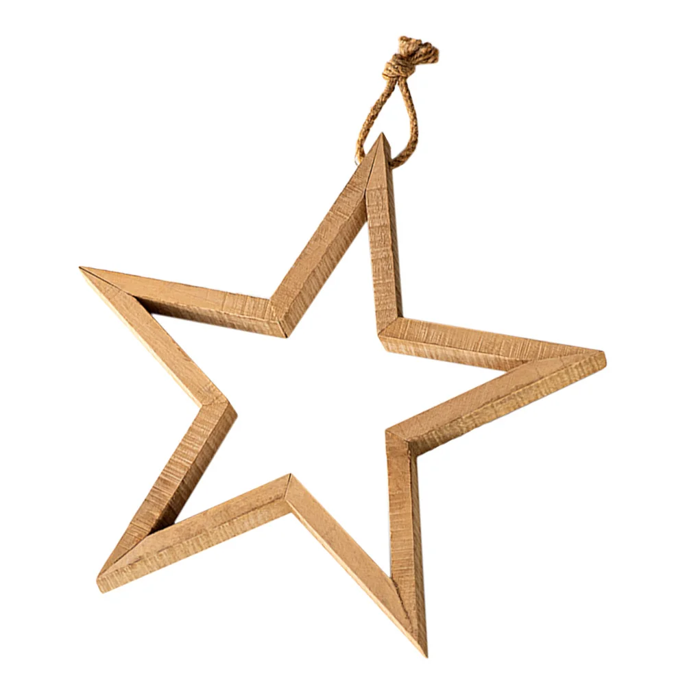 

Wooden Star Hanging Ornament Rustic Pentagram Hollow Five-Pointed Wall Decor Creative Star Wall Art Indoor Hanging Decoration