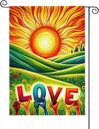 Love Sunset Garden Flag, Double Sided Sun Love Yard Flag 12.5X18 for House Outdo