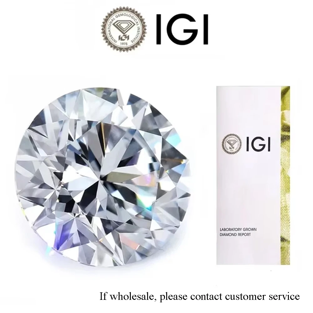 0.5ct-2ct Round Lab Grown Diamond IGI Certificate VVS1-VS2 D-E Color Loose Diamond