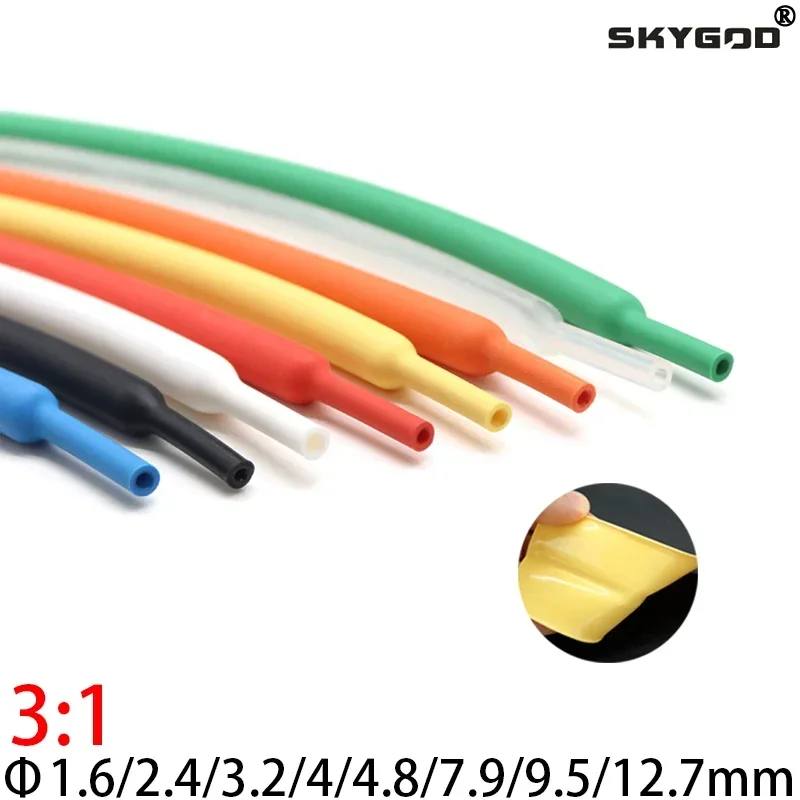 1M 1.6/2.4/3.2/4.8/6.4/7.9/9.5/12.7 mm Dual Wall Heat Shrink Tube Thick Glue 3:1 Shrinkable Tubing Adhesive Lined Wrap Wire Kit