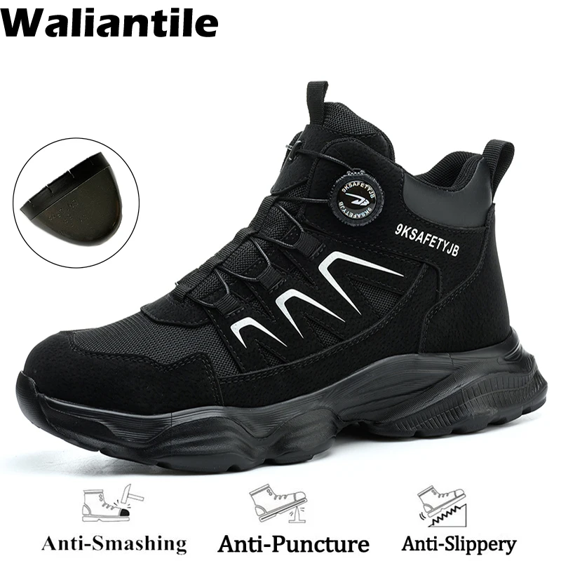 

Waliantile Newest Safety Work Boots Sneakers For Men Anti-smash Steel Toe Industrial Working Shoes Male Indestructible Footwear