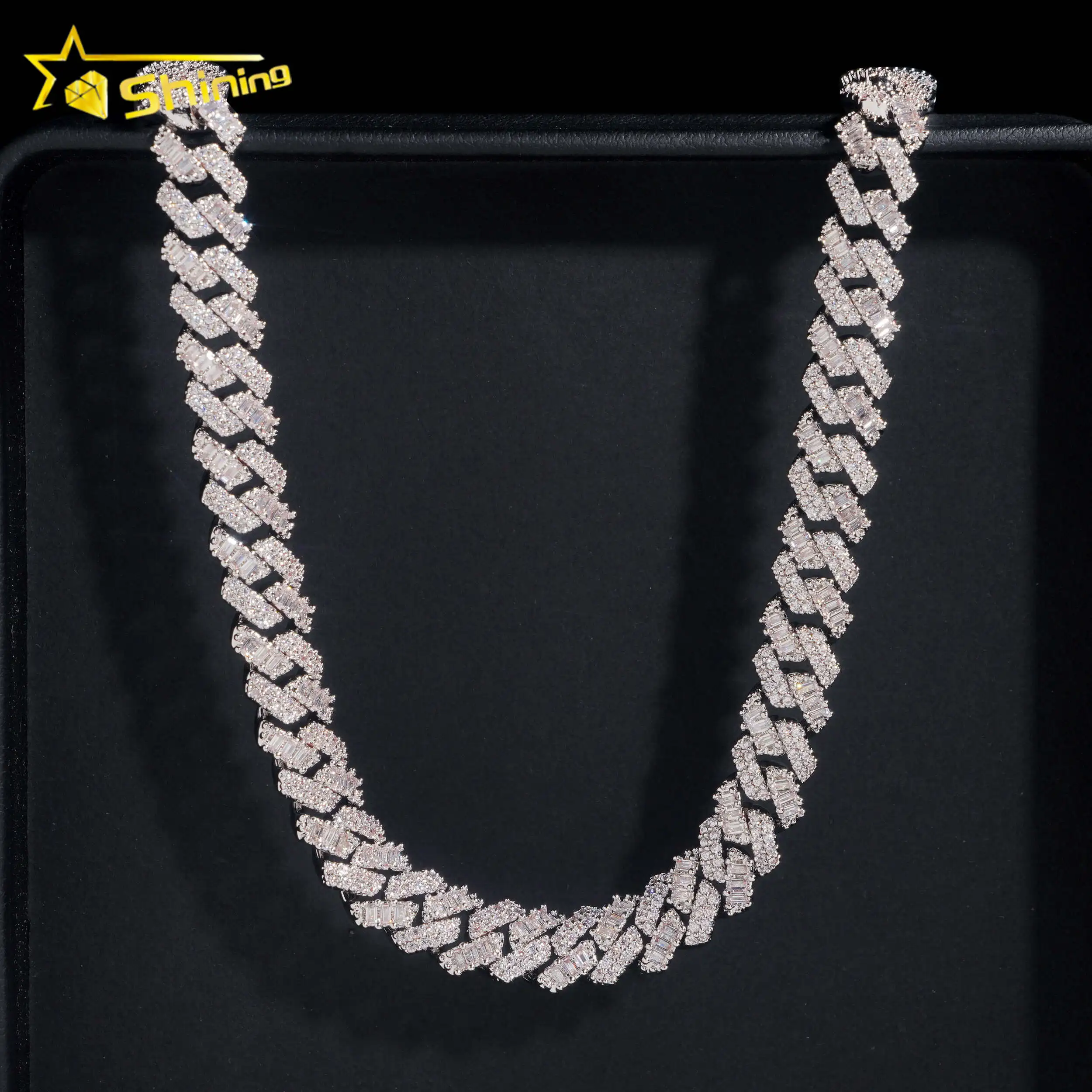 Wholesale Hip Hop 8mm Cuban Link Chain Style 925 Sterling Silver Jewelry Hiphop Mens Bracelet Iced Out Diamond Cuban Chain