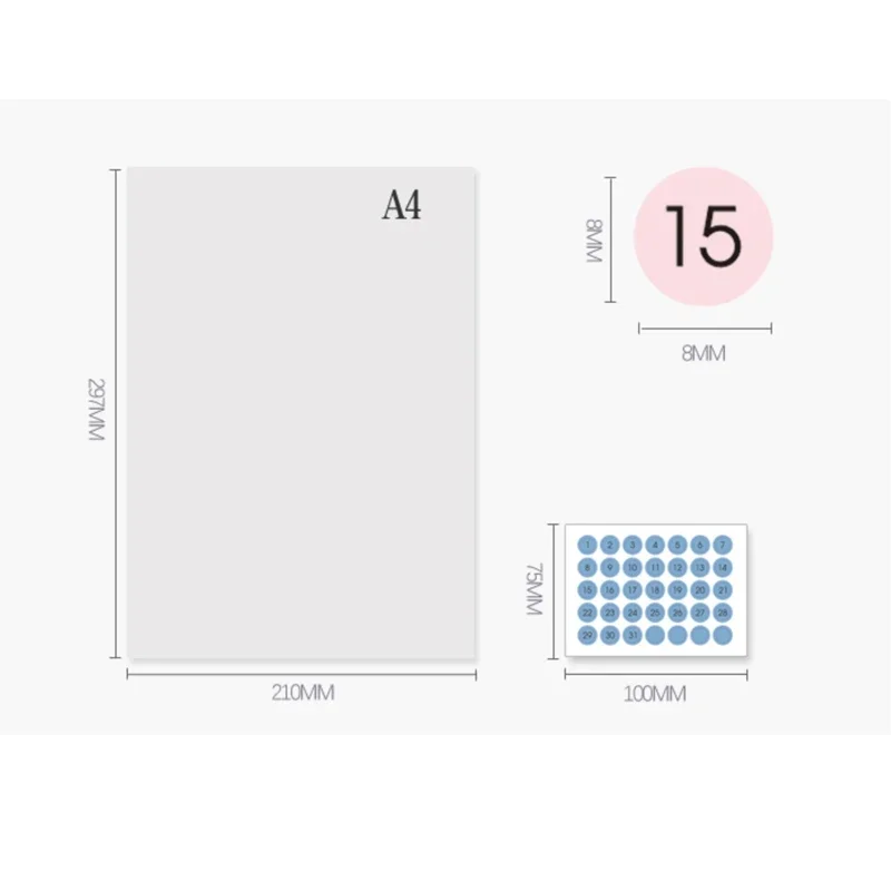 Candy Color Round Label Sticker Daily Number Diary Weekly Planner Stickers for Full Year Schedule Mark Journaling Stationery