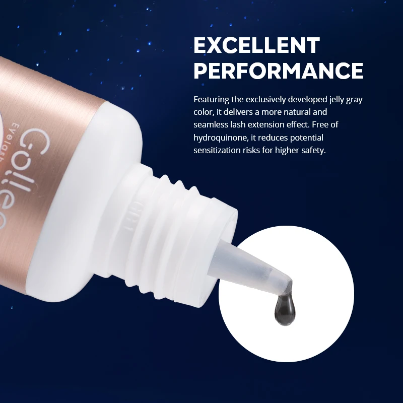 Gollee Grey Glue for Eyelash Extensions 0.5s Fast Dry Hydroquinone Free Professional Lash Supplies Strong Glue for Salon Makeup